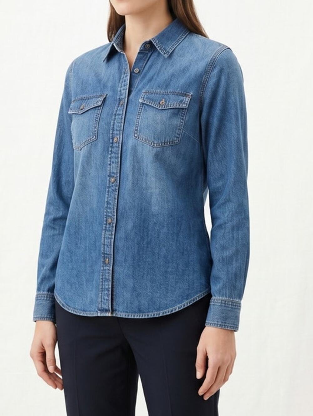 L.O.G.G. label of Graded Goods Size 12 Snap Front Blue Chambray Cotton Shirt
